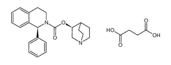 Picture of (1S)-3,4-dihydro-1-phenyl-2-(1H)-isoquinolinecarboxylic acid (3S)-1-azabicyclo[2.2.2]oct-3-yl ester succinate