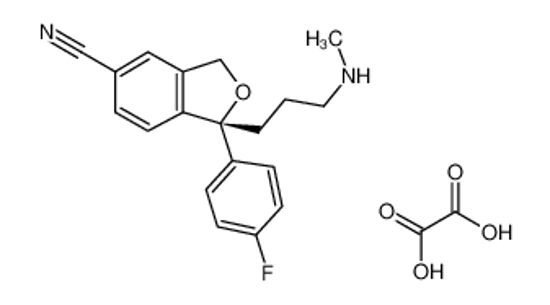Picture of (-)-1-(3-methylaminopropyl)-1-(4-fluorophenyl)-1,3-dihydroisobenzofuran-5-carbonitrile oxalate