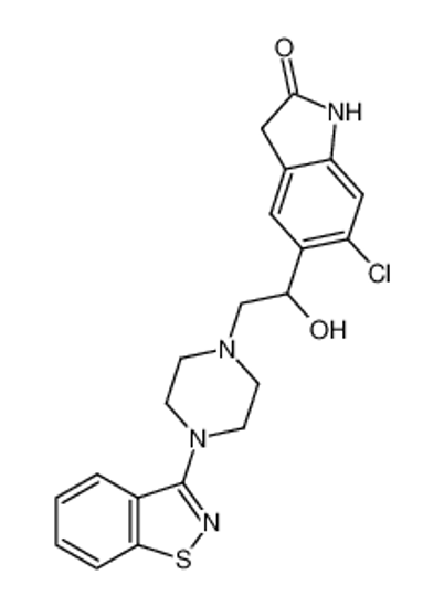 Picture of 5-(2-(4-(1,2-benzisothiazole-3-yl)-1-piperazinyl)-1-hydroxyethyl)-6-chloro-1,3-dihydro-2H-indole-2-one