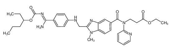 Picture of ethyl 3-(2-(((4-(N'-((hexan-3-yloxy)carbonyl)carbamimidoyl)phenyl)amino)methyl)-1-methyl-N-(pyridin-2-yl)-1H-benzo[d]imidazole-5-carboxamido)propanoate
