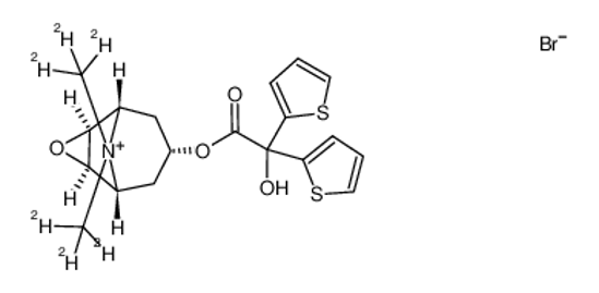 Imagem de (1R,2R,4S,5S,7s)-7-(2-hydroxy-2,2-di(thiophen-2-yl)acetoxy)-9,9-bis(methyl-d3)-3-oxa-9-azatricyclo[3.3.1.02,4]nonan-9-ium bromide