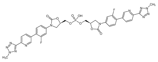 Picture of bis(((R)-3-(3-fluoro-4-(6-(2-methyl-2H-tetrazol-5-yl)pyridin-3-yl)phenyl)-2-oxooxazolidin-5-yl)methyl) hydrogen phosphate