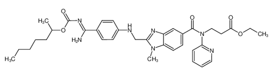 Picture of ethyl 3-(2-(((4-(N'-((heptan-2-yloxy)carbonyl)carbamimidoyl)phenyl)amino)methyl)-1-methyl-N-(pyridin-2-yl)-1H-benzo[d]imidazole-5-carboxamido)propanoate