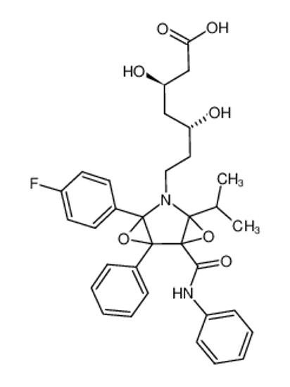 Picture of (3R,5R)-7-(4-(4-fluorophenyl)-6-isopropyl-2-phenyl-1-(phenylcarbamoyl)-3,7-dioxa-5-azatricyclo[4.1.0.02,4]heptan-5-yl)-3,5-dihydroxyheptanoic acid