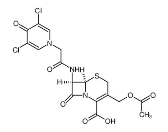 Picture of (6R)-3-acetoxymethyl-7t-[2-(3,5-dichloro-4-oxo-4H-pyridin-1-yl)-acetylamino]-8-oxo-(6rH)-5-thia-1-aza-bicyclo[4.2.0]oct-2-ene-2-carboxylic acid