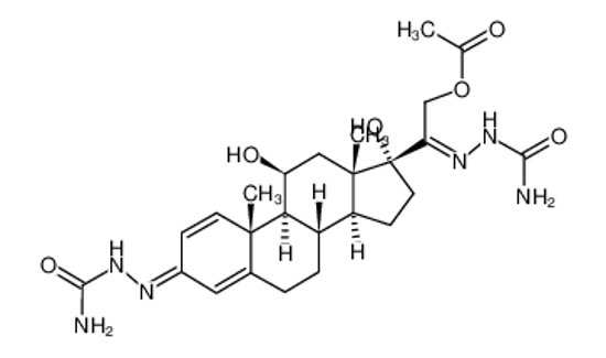 Picture of 21-acetoxy-11β,17-dihydroxy-pregna-1,4-diene-3,20-dione disemicarbazone