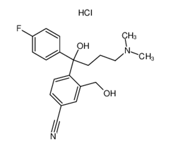 Picture of 4-[4-(dimethylamino)-1-(4-fluorophenyl)-1-hydroxybutyl]-3-(hydroxymethyl)benzonitrile,hydrochloride