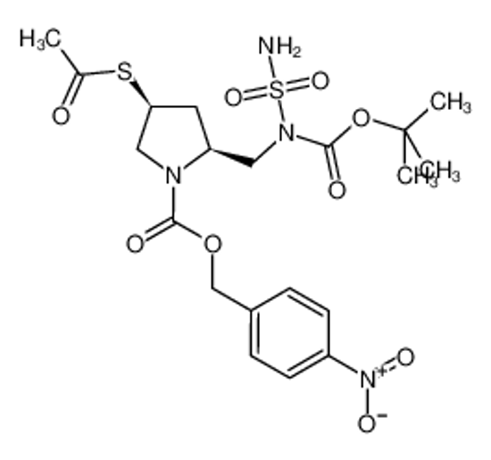 Picture of (4-nitrophenyl)methyl (2S,4S)-4-acetylsulfanyl-2-[[(2-methylpropan-2-yl)oxycarbonyl-sulfamoylamino]methyl]pyrrolidine-1-carboxylate