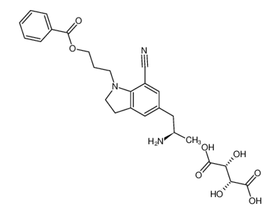 Picture of 3-[5-[(2R)-2-aminopropyl]-7-cyano-2,3-dihydroindol-1-yl]propyl benzoate,(2R,3R)-2,3-dihydroxybutanedioic acid
