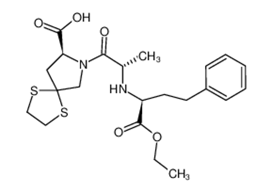 Picture of (8S)-7-[(2S)-2-[[(2S)-1-ethoxy-1-oxo-4-phenylbutan-2-yl]amino]propanoyl]-1,4-dithia-7-azaspiro[4.4]nonane-8-carboxylic acid