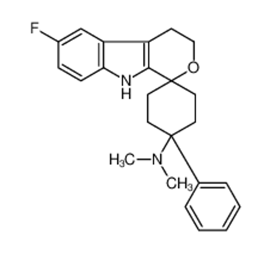 Picture of 6-fluoro-N,N-dimethyl-1'-phenylspiro[4,9-dihydro-3H-pyrano[3,4-b]indole-1,4'-cyclohexane]-1'-amine