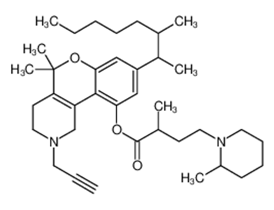 Picture of [5,5-dimethyl-8-(3-methyloctan-2-yl)-2-prop-2-ynyl-3,4-dihydro-1H-chromeno[4,3-c]pyridin-10-yl] 2-methyl-4-(2-methylpiperidin-1-yl)butanoate