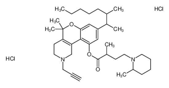 Picture of [5,5-dimethyl-8-(3-methyloctan-2-yl)-2-prop-2-ynyl-3,4-dihydro-1H-chromeno[4,3-c]pyridin-10-yl] 2-methyl-4-(2-methylpiperidin-1-yl)butanoate,dihydrochloride