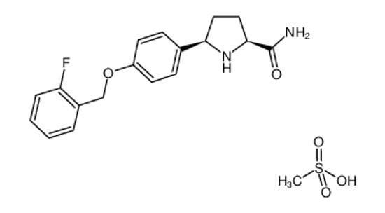 Picture of (5R)-5-(4-{[(2-fluorophenyl)methyl]oxy}phenyl)-L-prolinamide methanesulfonate