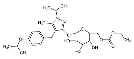 Picture of ethyl [(2R,3S,4S,5R,6S)-3,4,5-trihydroxy-6-[5-methyl-1-propan-2-yl-4-[(4-propan-2-yloxyphenyl)methyl]pyrazol-3-yl]oxyoxan-2-yl]methyl carbonate