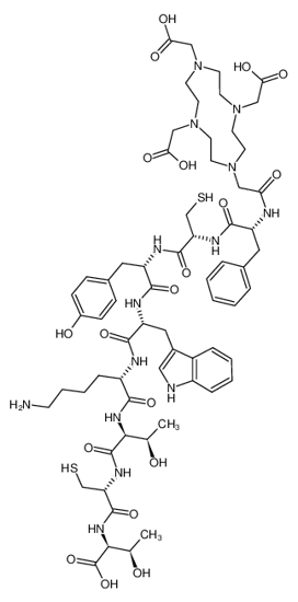 Picture of 4,7,10-TRICARBOXYMETHYL-1,4,7,10-TETRAAZA-CYCLODODECAN-1-YL-ACETYL-D-PHE-CYS-TYR-D-TRP-LYS-THR-CYS-THR-OH, (DISULFIDE BOND) ACETATE