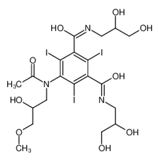 Picture of 5-[acetyl-(2-hydroxy-3-methoxypropyl)amino]-1-N,3-N-bis(2,3-dihydroxypropyl)-2,4,6-triiodobenzene-1,3-dicarboxamide