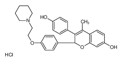 Picture of (2S)-3-(4-hydroxyphenyl)-4-methyl-2-[4-(2-piperidin-1-ylethoxy)phenyl]-2H-chromen-7-ol,hydrochloride