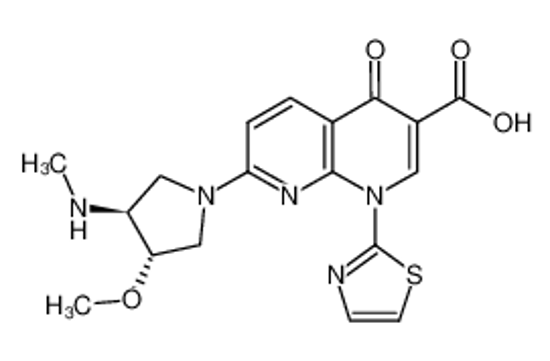 Picture of 7-[(3S,4S)-3-methoxy-4-(methylamino)pyrrolidin-1-yl]-4-oxo-1-(1,3-thiazol-2-yl)-1,8-naphthyridine-3-carboxylic acid