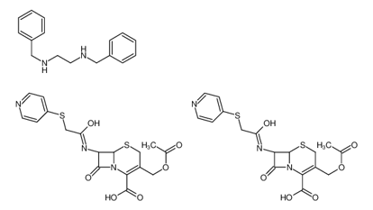 Picture of (6R,7R)-3-(Acetoxymethyl)-8-oxo-7-{[(4-pyridinylsulfanyl)acetyl]a mino}-5-thia-1-azabicyclo[4.2.0]oct-2-ene-2-carboxylic acid - N,N '-dibenzyl-1,2-ethanediamine (2:1)