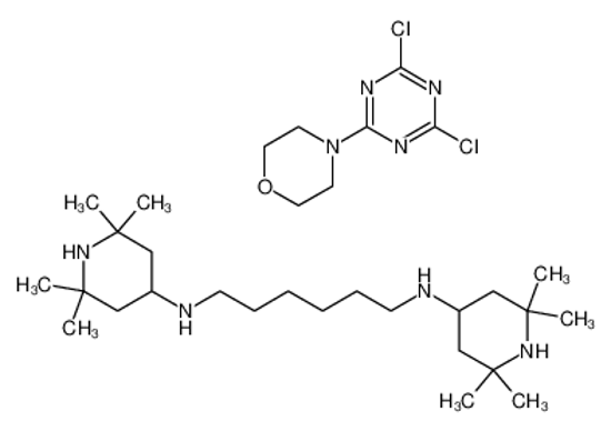 Picture of N,N'-bis(2,2,6,6-tetramethylpiperidin-4-yl)hexane-1,6-diamine,4-(4,6-dichloro-1,3,5-triazin-2-yl)morpholine