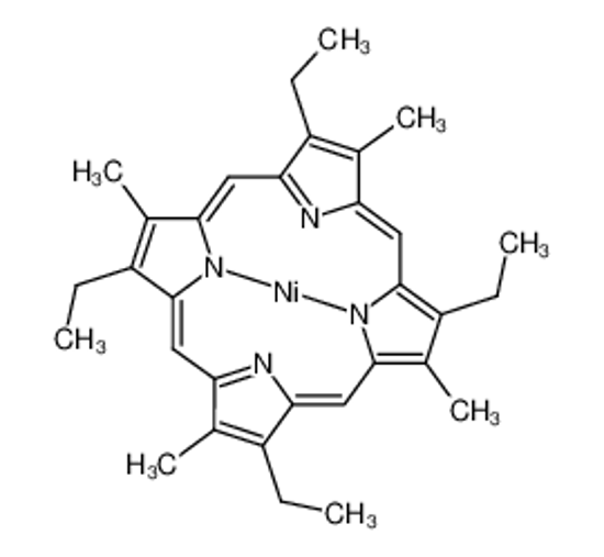 Picture of nickel(2+),2,7,12,17-tetraethyl-3,8,13,18-tetramethyl-1,4,5,10,11,14,15,20,21,23-decahydroporphyrin-22,24-diide
