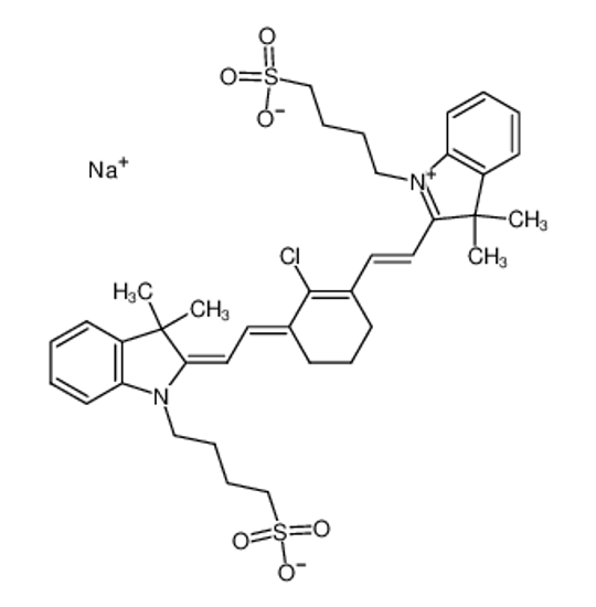 Picture of sodium,4-[2-[2-[2-chloro-3-[2-[3,3-dimethyl-1-(4-sulfonatobutyl)indol-1-ium-2-yl]ethenyl]cyclohex-2-en-1-ylidene]ethylidene]-3,3-dimethylindol-1-yl]butane-1-sulfonate