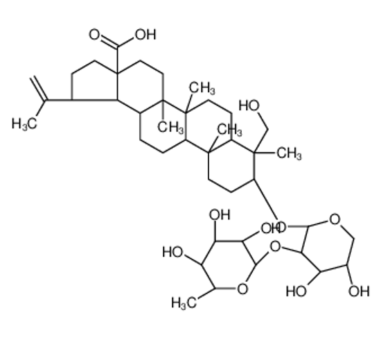 Picture of (3β)-3-{[2-O-(6-Deoxy-α-L-mannopyranosyl)-α-L-arabinopyranosyl]ox y}-23-hydroxylup-20(29)-en-28-oic acid