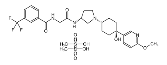 Picture of N-[2-[[(3R)-1-[4-hydroxy-4-(6-methoxypyridin-3-yl)cyclohexyl]pyrrolidin-3-yl]amino]-2-oxoethyl]-3-(trifluoromethyl)benzamide,methanesulfonic acid
