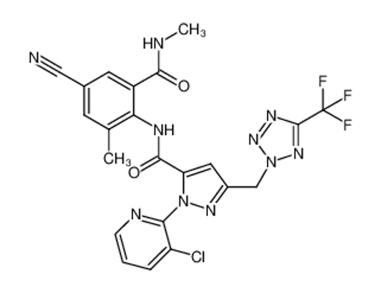 Picture of [1-(3-chloropyridin-2-yl)-N- [4-cyano-2-methyl-6- (methylcarbamoyl)phenyl]-3-{[5-(trifluoromethyl)-2H-tetrazol-2-yl]methyl}- 1H-pyrazole-5-carboxamide]