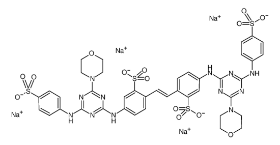 Picture of 5-(methylamino)-2-[(E)-2-[4-[[4-morpholin-4-yl-6-(4-sulfonatoanilino)-1,3,5-triazin-2-yl]amino]-2-sulfonatophenyl]ethenyl]benzenesulfonate,4-[(4-methyl-6-morpholin-4-yl-1,3,5-triazin-2-yl)amino]benzenesulfonate,sodium