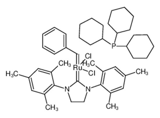 Picture of benzylidene-[1,3-bis(2,4,6-trimethylphenyl)imidazolidin-2-ylidene]-dichlororuthenium,tricyclohexylphosphane