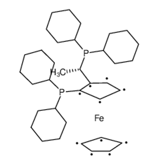 Picture of cyclopentane,dicyclohexyl-[(1S)-1-(2-dicyclohexylphosphanylcyclopentyl)ethyl]phosphane,iron