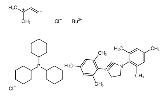 Picture of [1,3-bis(2,4,6-trimethylphenyl)imidazolidin-2-ylidene]-dichloro-(3-methylbut-2-enylidene)ruthenium,tricyclohexylphosphane