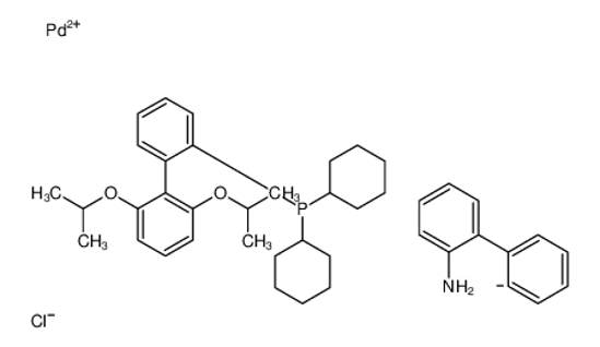 Picture of chloropalladium(1+), dicyclohexyl-[2-[2,6-di(propan-2-yloxy)phenyl]phenyl]phosphane, 2-phenylaniline
