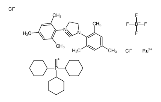 Изображение [1,3-bis(2,4,6-trimethylphenyl)imidazolidin-2-ylidene]-dichloro-(tricyclohexylphosphaniumylmethylidene)ruthenium,tetrafluoroborate