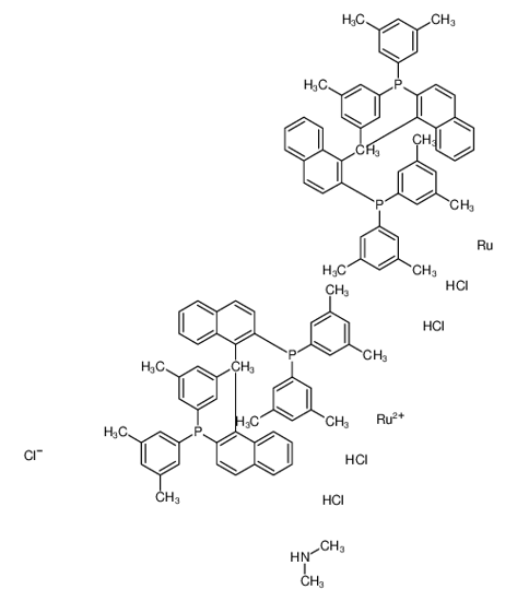Picture of [1-[2-bis(3,5-dimethylphenyl)phosphanylnaphthalen-1-yl]naphthalen-2-yl]-bis(3,5-dimethylphenyl)phosphane,N-methylmethanamine,ruthenium,trichloronioruthenium(1-),chloride,hydrochloride