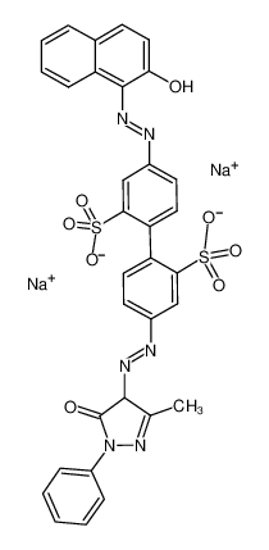 Picture of disodium,2-[4-[(3-methyl-5-oxo-1-phenyl-4H-pyrazol-4-yl)diazenyl]-2-sulfonatophenyl]-5-[(2Z)-2-(2-oxonaphthalen-1-ylidene)hydrazinyl]benzenesulfonate
