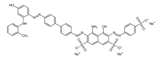 Picture of trisodium 4-amino-5-hydroxy-3-[[4'-[[4-hydroxy-2-[(o-tolyl)amino]phenyl]azo][1,1'-biphenyl]-4-yl]azo]-6-[(4-sulphonatophenyl)azo]naphthalene-2,7-disulphonate