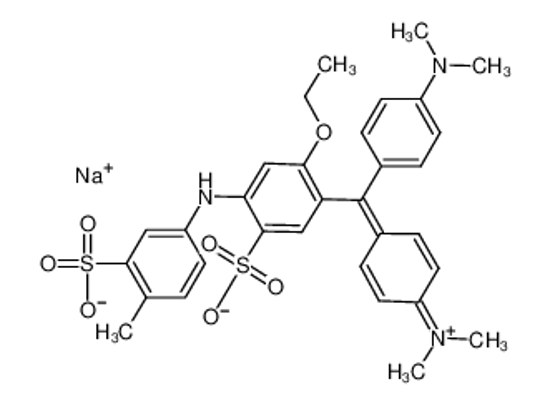 Picture of sodium,5-[[4-(dimethylamino)phenyl]-(4-dimethylazaniumylidenecyclohexa-2,5-dien-1-ylidene)methyl]-4-ethoxy-2-(4-methyl-2-sulfonatoanilino)benzenesulfonate