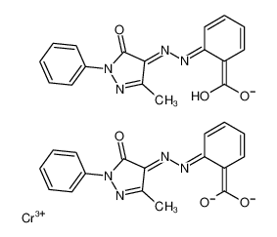 Picture of Chromium(3+) hydrogen {(6E)-6-[(2Z)-(3-methyl-5-oxo-1-phenyl-1,5- dihydro-4H-pyrazol-4-ylidene)hydrazono]-2,4-cyclohexadien-1-ylide ne}methanediolate (1:1:2)