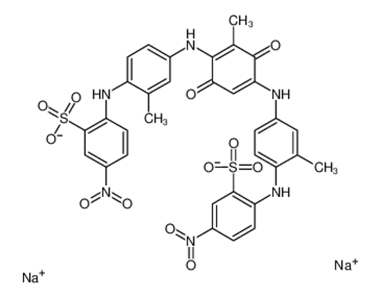 Picture of Disodium 2,2'-{(2-methyl-3,6-dioxo-1,4-cyclohexadiene-1,4-diyl)bi s[imino(2-methyl-4,1-phenylene)imino]}bis(5-nitrobenzenesulfonate )