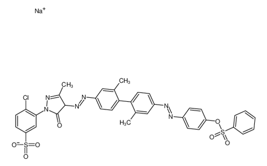Picture of sodium,3-[4-[[4-[4-[[4-(benzenesulfonyloxy)phenyl]diazenyl]-2-methylphenyl]-3-methylphenyl]diazenyl]-3-methyl-5-oxo-4H-pyrazol-1-yl]-4-chlorobenzenesulfonate