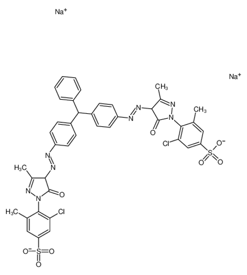 Picture of disodium,3-chloro-4-[4-[[4-[[4-[[1-(2-chloro-6-methyl-4-sulfonatophenyl)-3-methyl-5-oxo-4H-pyrazol-4-yl]diazenyl]phenyl]-phenylmethyl]phenyl]diazenyl]-3-methyl-5-oxo-4H-pyrazol-1-yl]-5-methylbenzenesulfonate