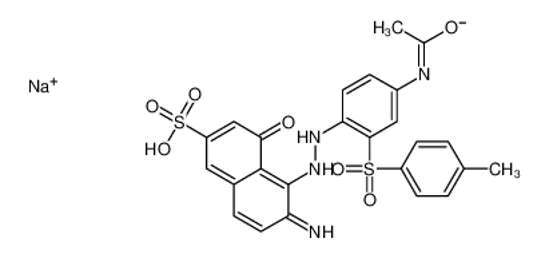 Picture of sodium,5-[2-[4-acetamido-2-(4-methylphenyl)sulfonylphenyl]hydrazinyl]-6-imino-4-oxonaphthalene-2-sulfonate