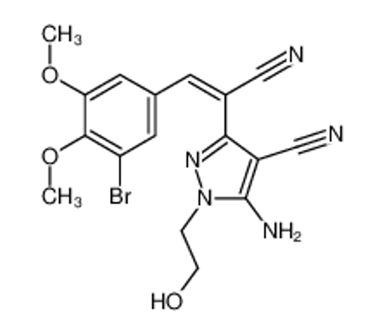 Picture of 5-amino-3-[(Z)-2-(3-bromo-4,5-dimethoxyphenyl)-1-cyanoethenyl]-1-(2-hydroxyethyl)pyrazole-4-carbonitrile