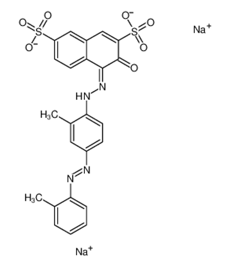 Picture of disodium,4-[[2-methyl-4-[(2-methylphenyl)diazenyl]phenyl]hydrazinylidene]-3-oxonaphthalene-2,7-disulfonate