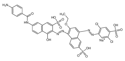 Picture of (3E)-7-[(4-aminobenzoyl)amino]-3-[[4-[(2,5-dichloro-4-sulfophenyl)diazenyl]-2-ethoxy-6-sulfonaphthalen-1-yl]hydrazinylidene]-4-oxonaphthalene-2-sulfonic acid