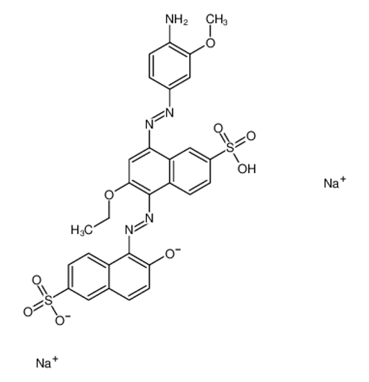 Picture of Disodium 8-[(4-amino-3-methoxyphenyl)diazenyl]-6-ethoxy-5-[(2-hyd roxy-6-sulfonato-1-naphthyl)diazenyl]-2-naphthalenesulfonate