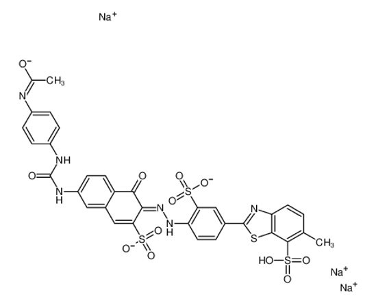 Picture of trisodium,2-[4-[(2Z)-2-[6-[(4-acetamidophenyl)carbamoylamino]-1-oxo-3-sulfonatonaphthalen-2-ylidene]hydrazinyl]-3-sulfonatophenyl]-6-methyl-1,3-benzothiazole-7-sulfonate